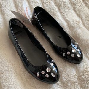 Gymboree black patent rhinestone shoes girl 11 NWT